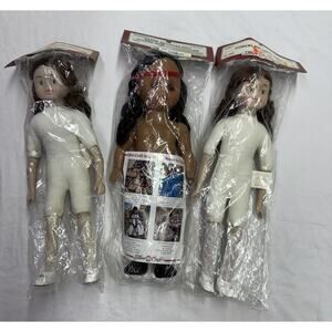 Lot Of 3 Fibre-Craft Doll Native American Black Hair Femal Porcelain Look Doll